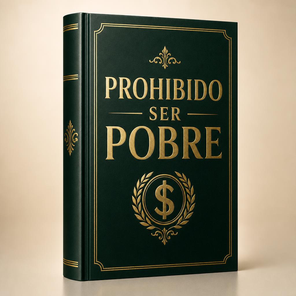Mockup 3D del libro Prohibido Ser Pobre, tapa verde esmeralda con letras doradas